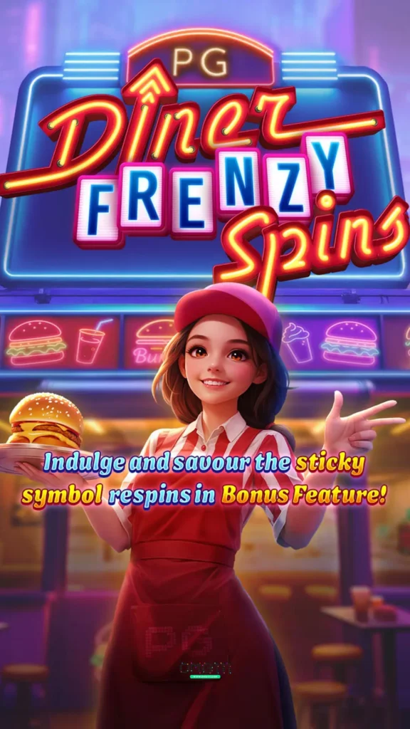 หน้าปกโปรโมทเกมสล็อต Diner Frenzy Spins จากค่าย PG SLOT