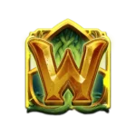 สัญลักษณ์ Wild ตัวอักษร W สีทองในเกม Jack The Giant Hunter ที่สามารถใช้แทนสัญลักษณ์อื่นได้