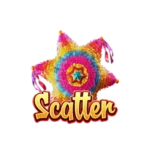 สัญลักษณ์ Scatter ในเกม Pinata Wins เป็นรูปปินาต้าสีสันสดใส ใช้เพื่อเปิดใช้งานฟีเจอร์ฟรีสปิน (Free Spins) โดยให้รางวัล 15 ฟรีสปิน และเพิ่มตัวคูณรางวัล