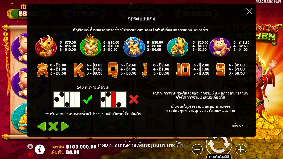 กฎระเบียบเกม PP SLOT Emperor Caishen