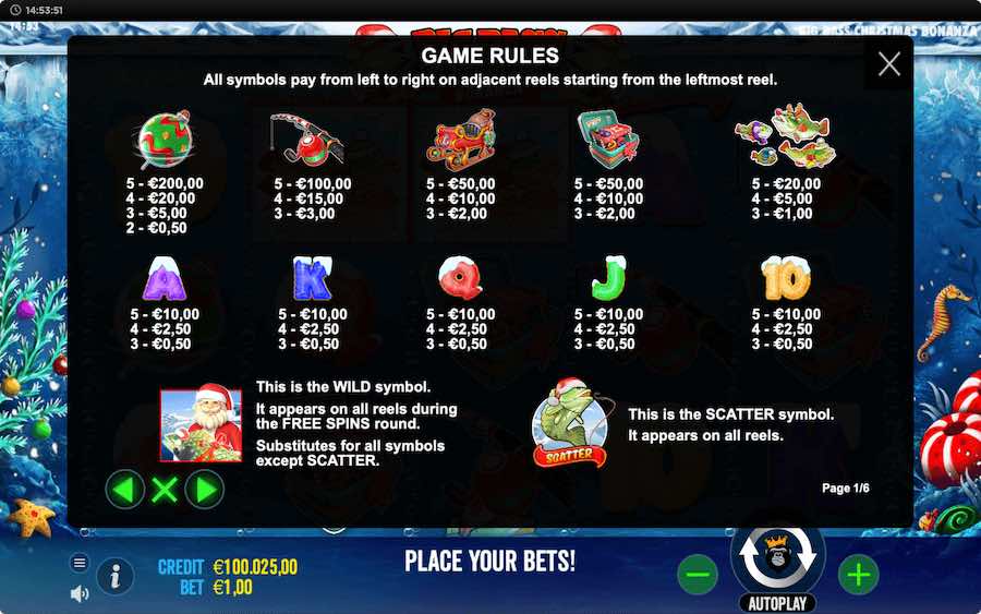 กฎระเบียบเกม PP SLOT Christmas Big Bass Bonanza