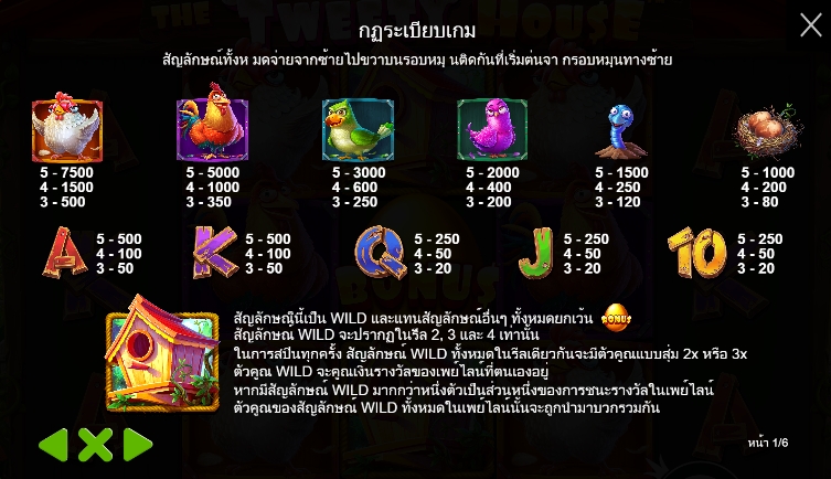 กฎระเบียบเกม PP SLOT The Tweety House