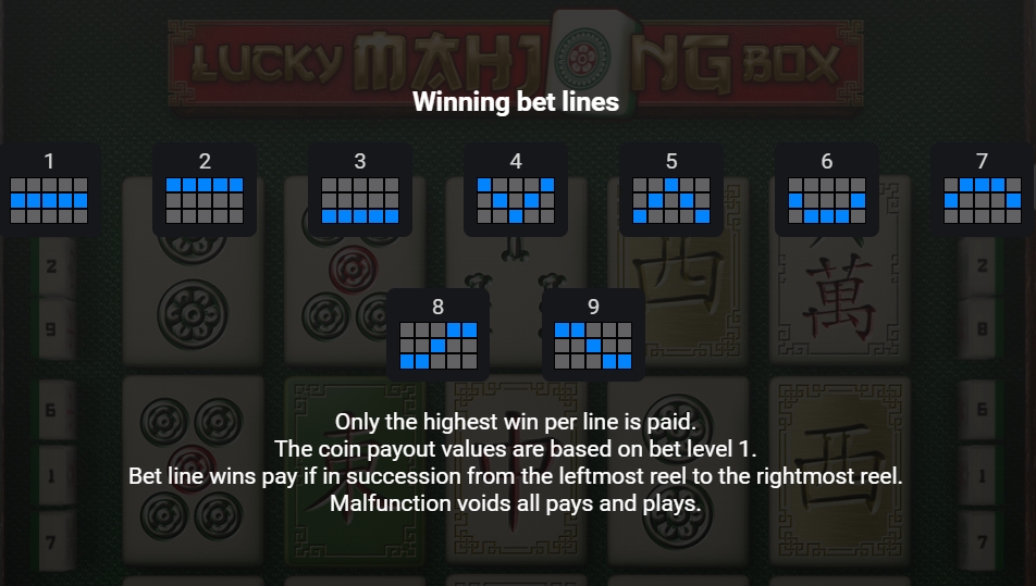 สัญลักษณ์ภายในสล็อต Lucky Mahjong Box