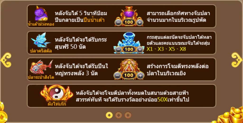 สัญลักษณ์ภายในสล็อต 3 Gods Fishing