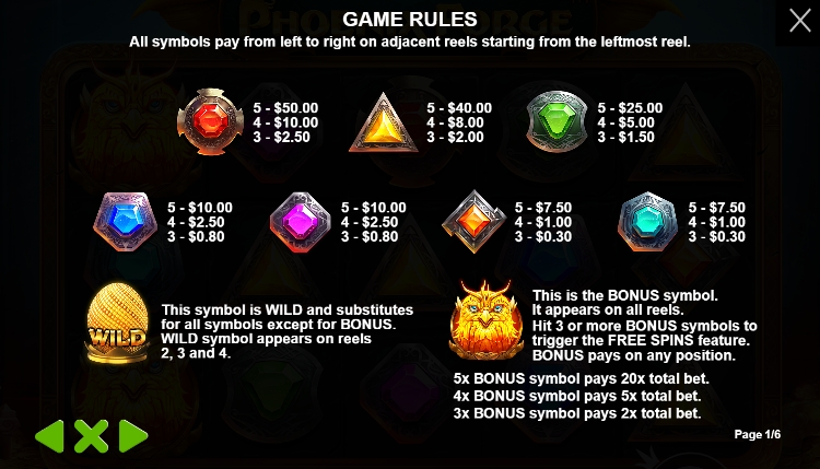กฎระเบียบเกม PP SLOT Phoenix Forge
