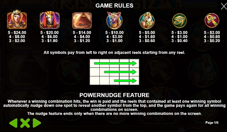 กฎระเบียบเกม PP SLOT Rise of Giza PowerNudge