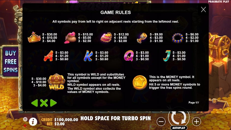 กฎระเบียบเกม PP SLOT Treasure Wild