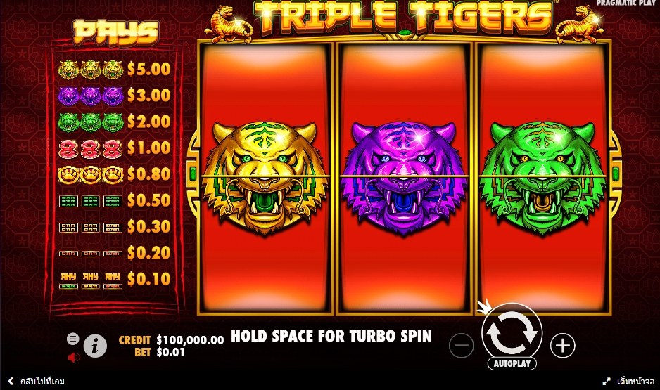 Triple Tigers ทดลองเล่นสล็อต Pragmatic Play สมัคร Slot PG