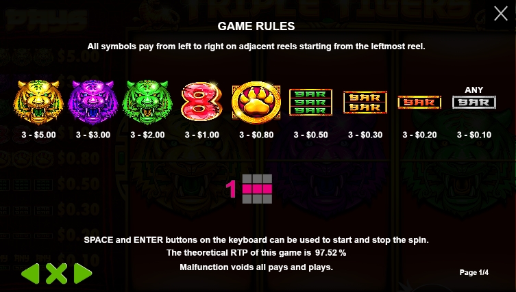 Triple Tigers กฎระเบียบเกม PP SLOT PG Slot Auto