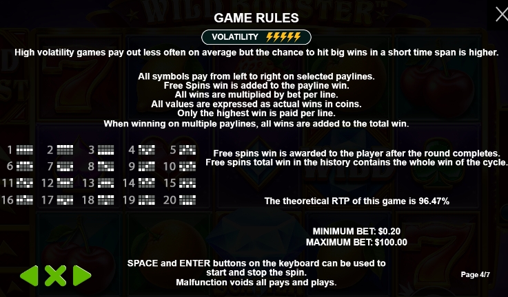 กฎระเบียบเกม PP SLOT Wild Booster